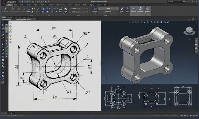 3d cad mechanical product design, solidworks model, 2d drawing for ...