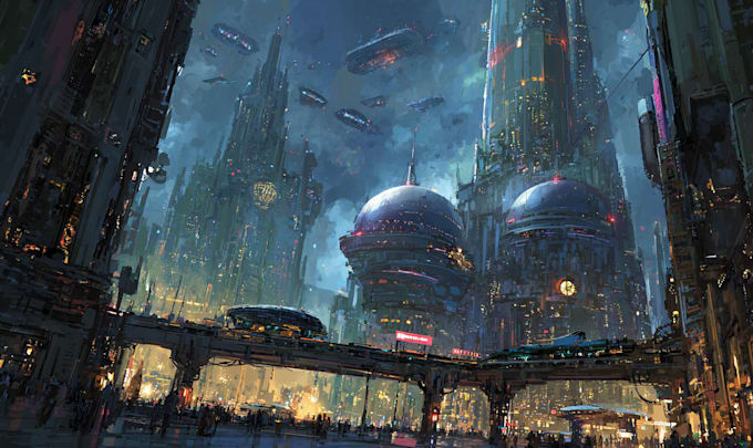 craft dystopian cyberpunk city illustrations