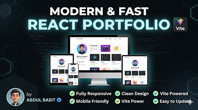 create a modern react portfolio website for you