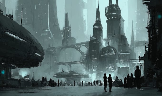 design cyberpunk city posters or wallpapers