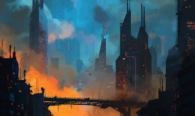 design a futuristic cyberpunk cityscape for your project