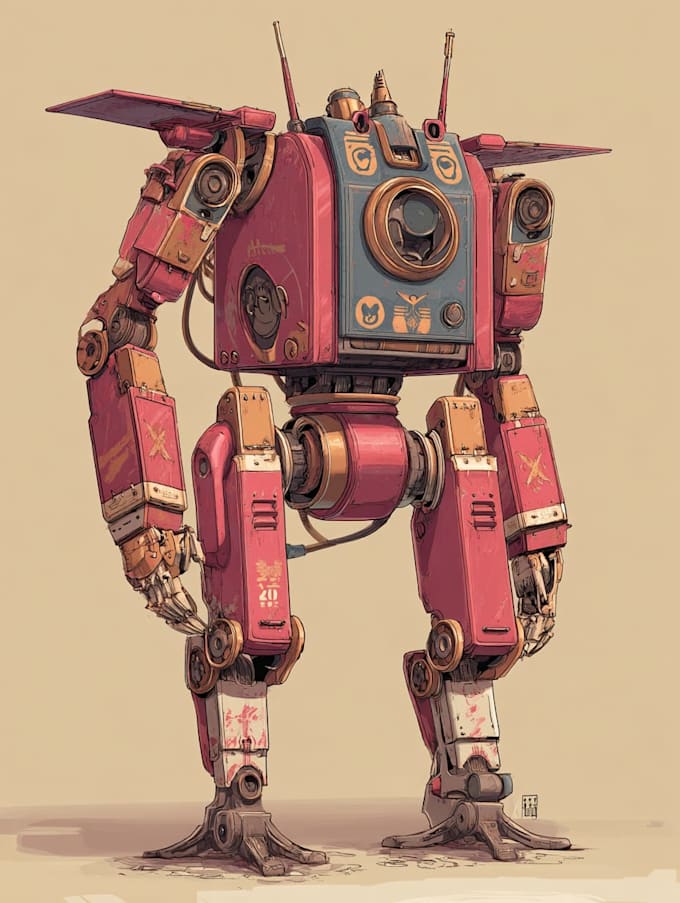 create custom mecha or robotic illustration in style