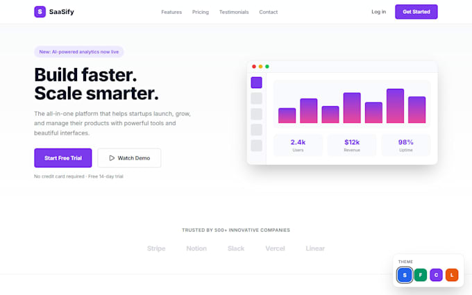 build a scalable react landing page or saas frontend