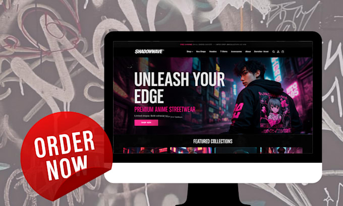 design anime streetwear shopify clothing store merch dropshipping anime website