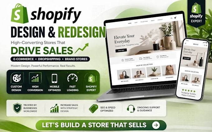design, redesign, clone shopify store and create a high converting website