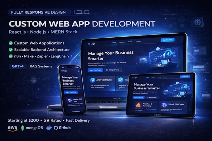 build a full stack web app react node js mongodb developer