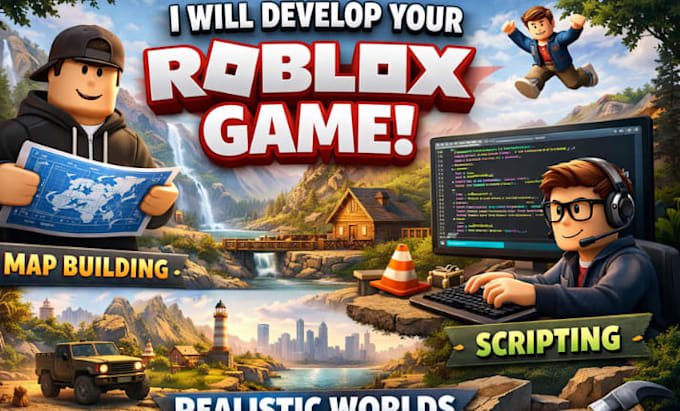 develop roblox game, roblox map builder, roblox scripting, realistic map