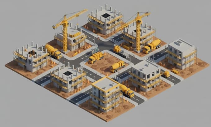 create custom 3d low poly design isometric environments game assets and scenes