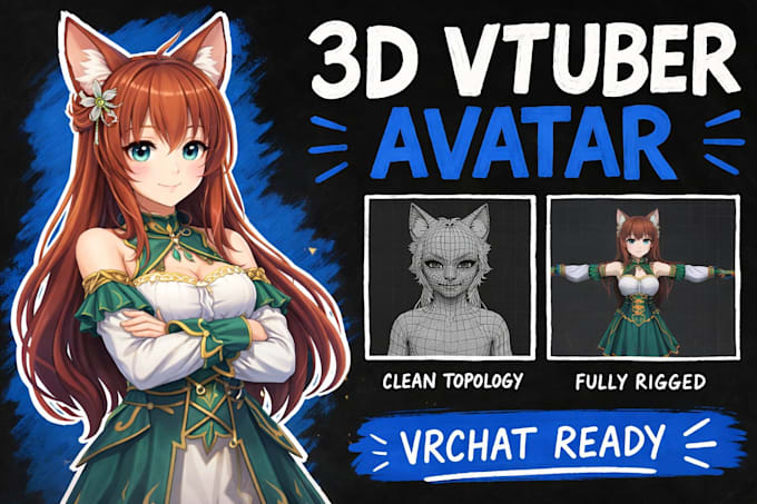 create custom vrchat furry avatar 3d vtuber model vrchat avatar rigging