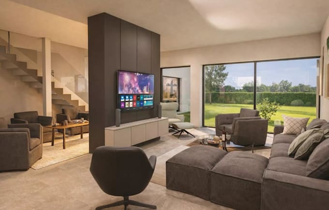 3d mediterranean house,duplex villa design,open plan interior,d5 bedroom render