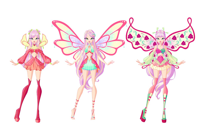 draw a design sheet of winx transformation