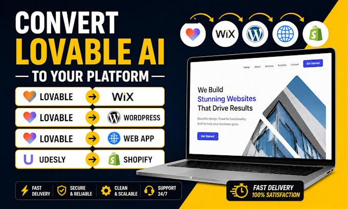 convert lovable to wix, wordpress, lovable to web app, udesly webflow to shopify