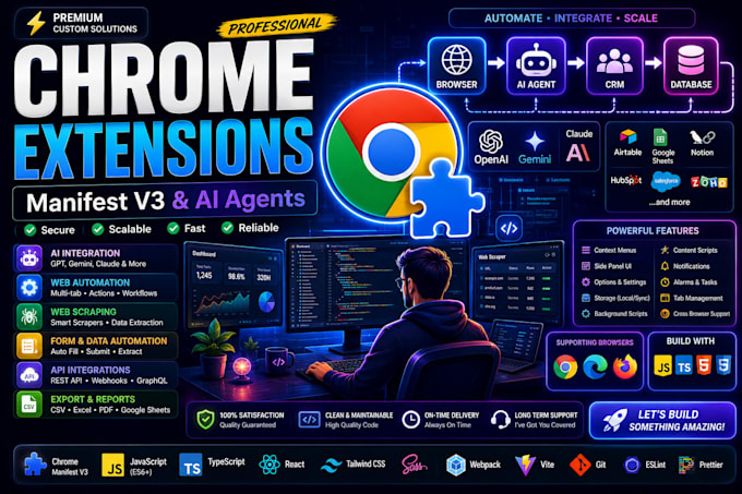 build chrome extension for web automation, web scraping, manifest v3,claude ai