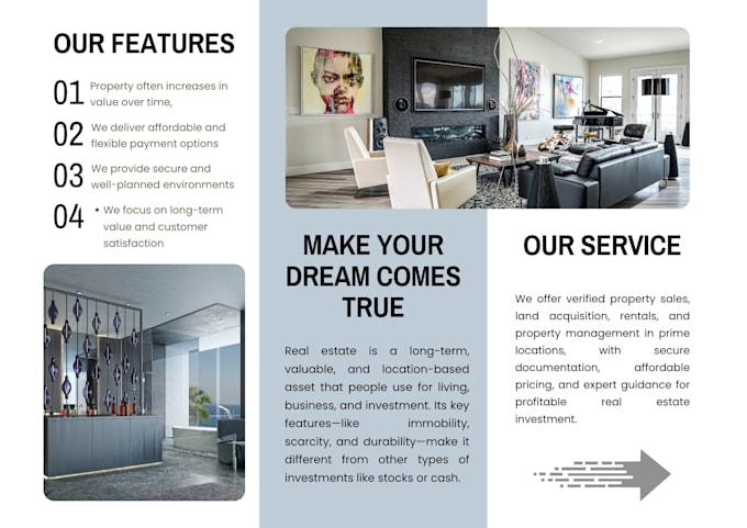 design real estate sales brochure, modern business  bifold and trifold brochure