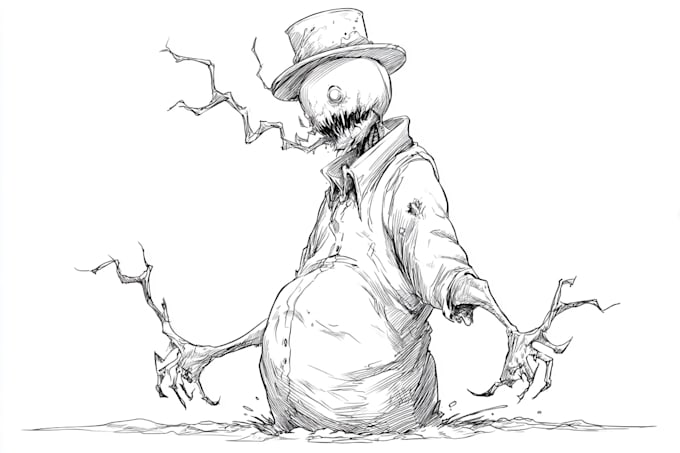 draw black and white sketch illustration