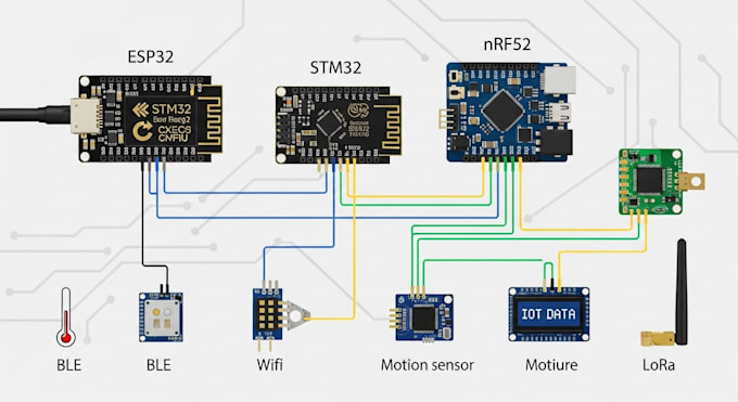 develop iot solutions using esp32 stm32 nrf52 ble wifi lora