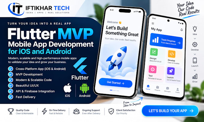 develop flutter mvp app for ios and android mobile app development