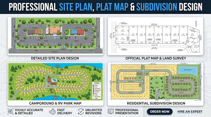render site plan, plat map, campground map, and subdivision design