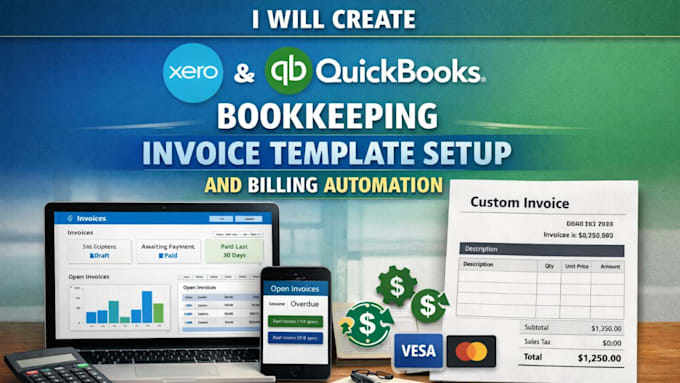 create xero quickbooks bookkeeping invoice template setup and billing automation