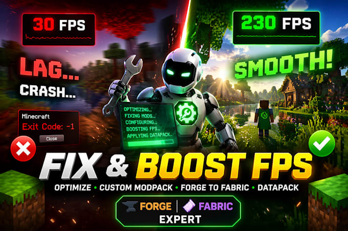 fix optimize create custom minecraft modpack forge to fabric datapack boost fps