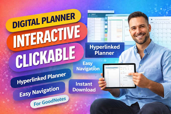 design a hyperlinked digital planner for goodnotes, ipad and PDF