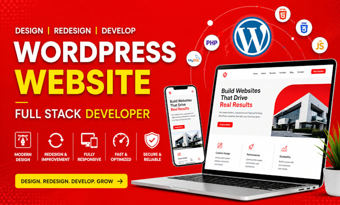 design and redesign your wordpress website as a full stack developer