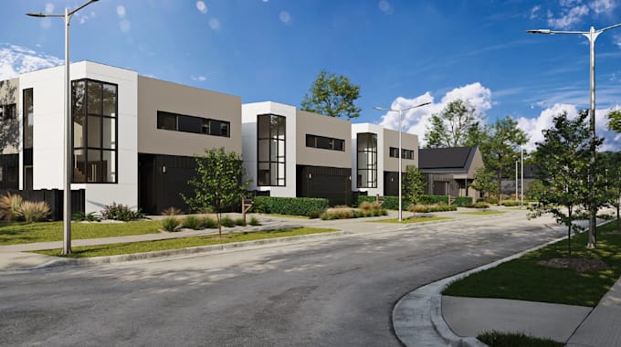 develop residential community,realestate cgi walkthrough,street scape rendering
