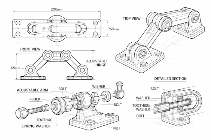 do 3d cad technical drawing for manufacturing,  illustration and patent drawing