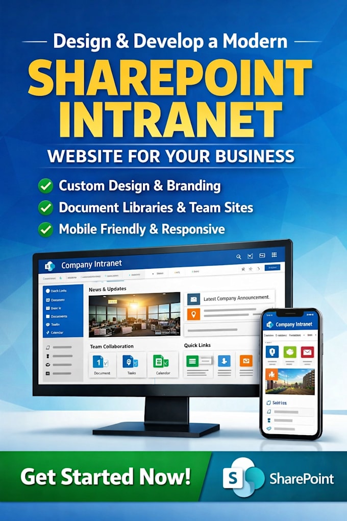 design and develop a modern sharepoint intranet website for your business