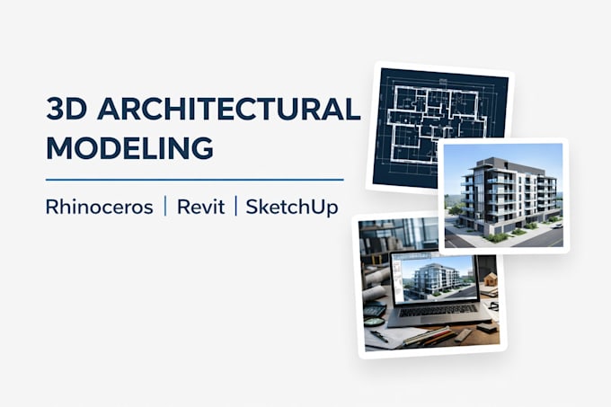 make 3d modeling architecture with rhinoceros, revit, sketchup