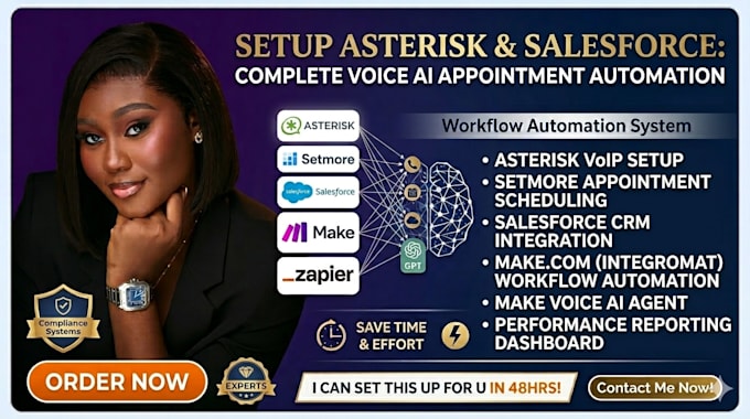setup asterisk setmore salesforce make voice ai appointment automation system