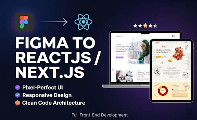 convert figma to reactjs or nextjs resposive website