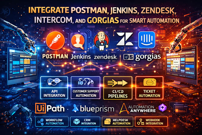 integrate postman, jenkins, zendesk, intercom, and gorgias for smart automation