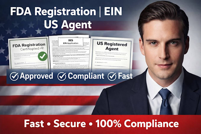 handle fda registration, compliance, US ein and registered agent