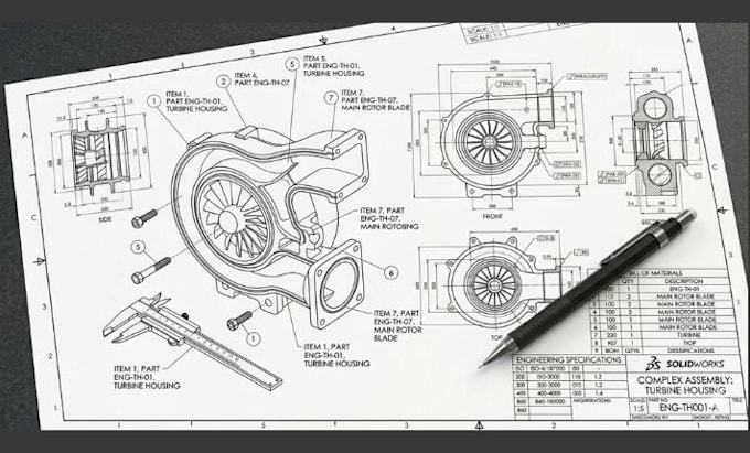 do professional technical drawing for manufacturing and prototyping