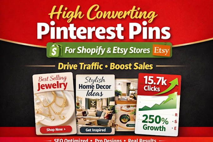 design high converting pinterest pins for shopify and etsy stores