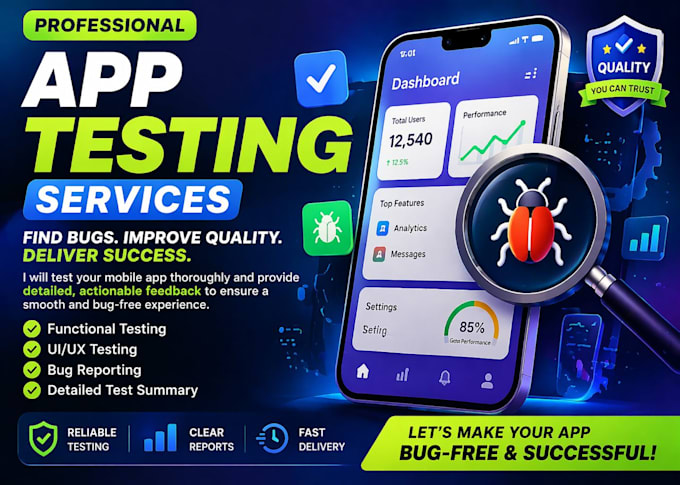 do app and website testing, moblie app testing, QA, IOS, with detailed reports