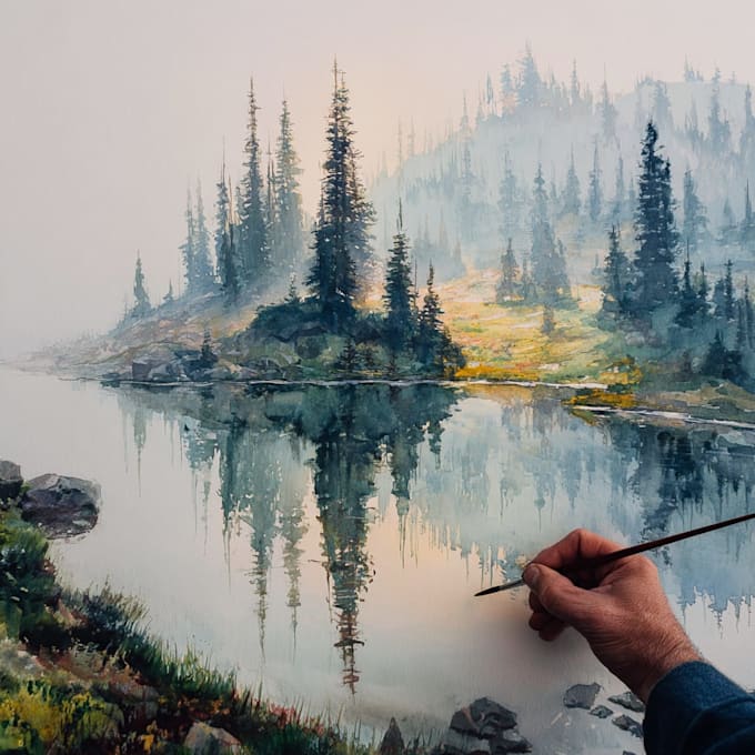 do creative watercolor landscape art