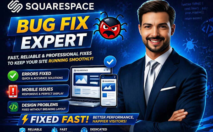fix any squarespace website bugs and errors quickly