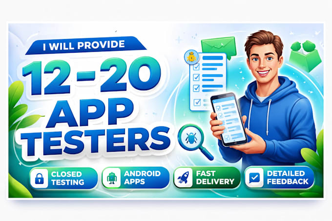 provide 12 testers for closed testing mobile app testing 20 testers