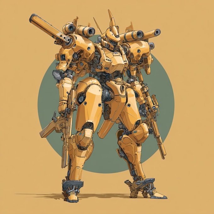 draw amazing character mecha robot illustration