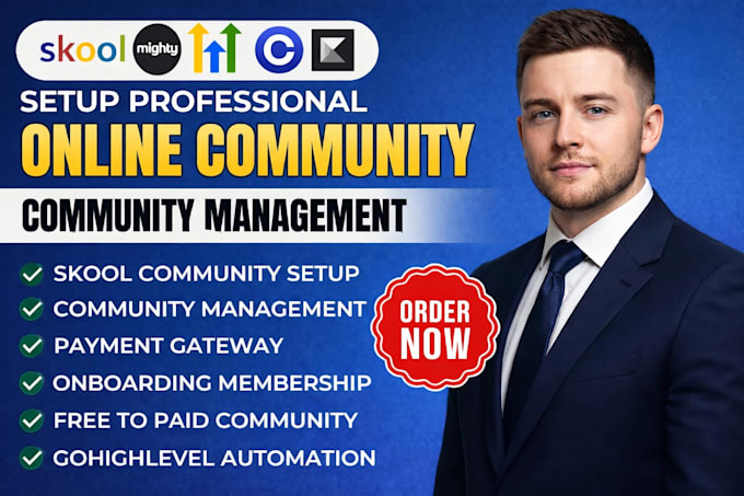 setup skool community with full branding and online course writing  and upload