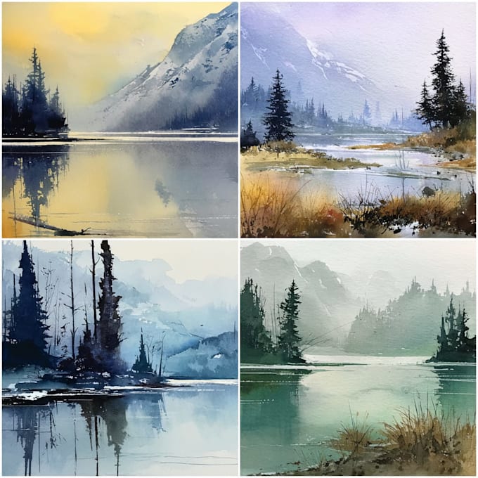 do creative watercolor landscape art