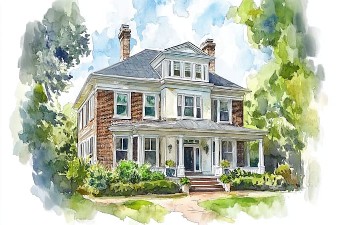 watercolor a house portrait
