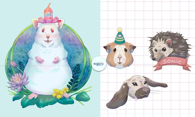 design a personalized and cute digital pet portrait