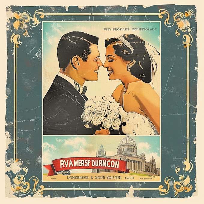 create a vintage style wedding poster design