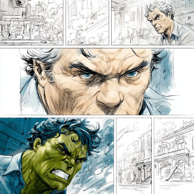draw a comic book illustration, comic graphic novel