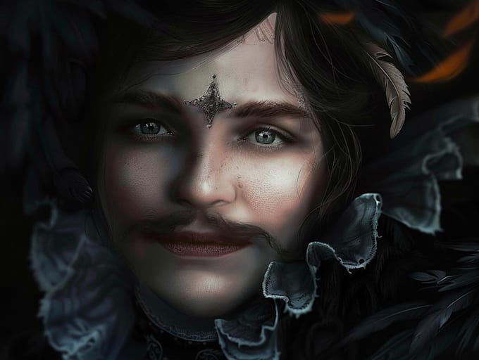 paint a dark fantasy portrait