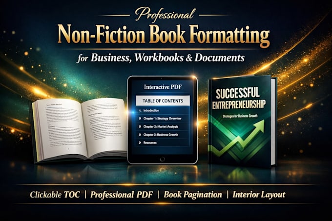 format your non fiction book with tables, charts, and clickable toc