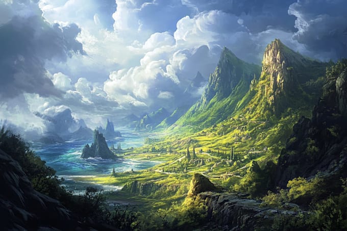 do fantasy concept landscape illustrations